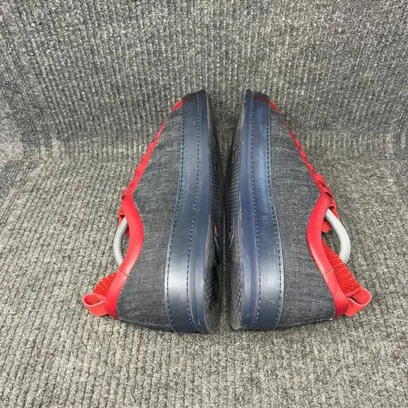 Ermenegildo Z Zegna Leather Knit Sneaker Casual Shoes Charcoal Grey Red Men 10.5